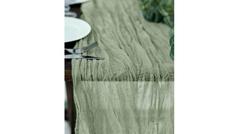 Table Runner- 10 Ft Sage Cheesecloth Runners rental for events in Atlanta