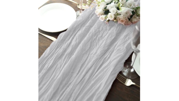 Table Runner-10 Ft Silver/Gray Cheesecloth Runners rental for events in Atlanta