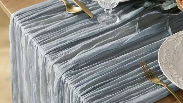 Table Runner-  12 Foot Dusty Blue Thinner Cheesecloth Runners rental for events in Atlanta