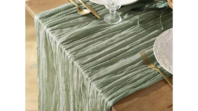 Table Runner-  12 Foot Sage Thinner Cheesecloth Runners rental for events in Atlanta