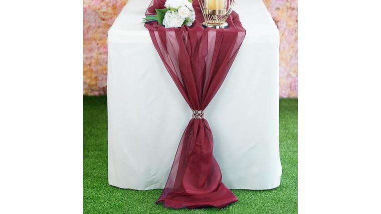 Table Runner- 6 Foot Chiffon Burgundy Runners rental for events in Atlanta