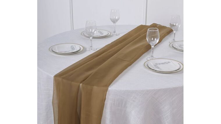Table Runner- 6 Foot Chiffon Gold Runners rental for events in Atlanta