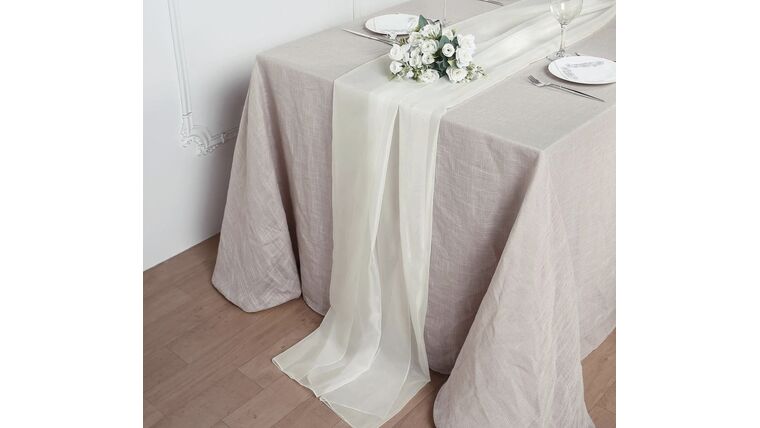 Table Runner- 6 foot Chiffon Ivory Runners rental for events in Atlanta