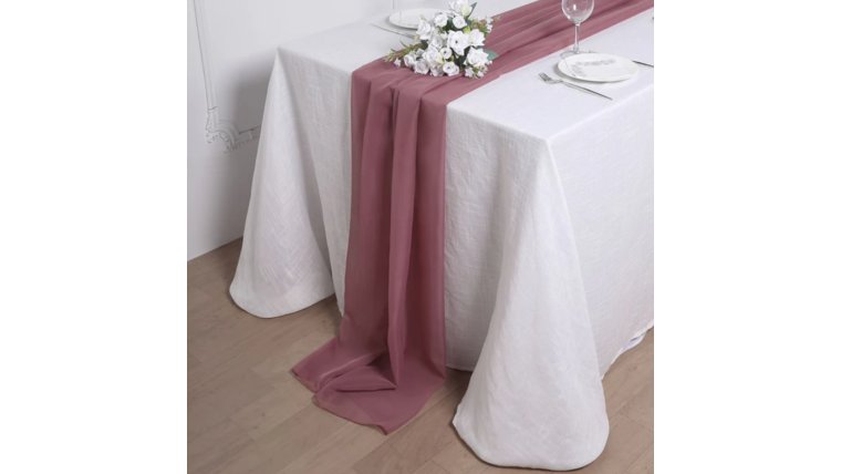 Table Runner- 6 Foot Chiffon Mauve Runners rental for events in Atlanta