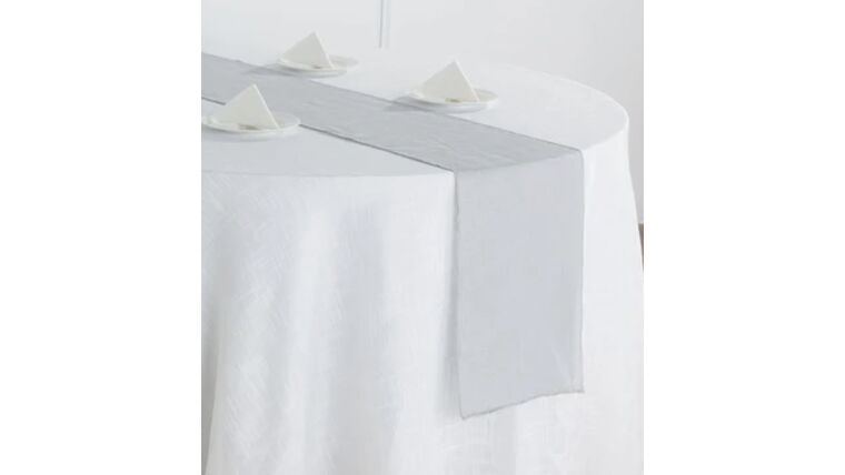 Table Runner- 9 Foot Linen Silver/Grey Runner Runners rental for events in Atlanta