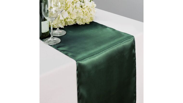 Table Runner- 9 Foot Satin Hunter Green Runner Runners rental for events in Atlanta