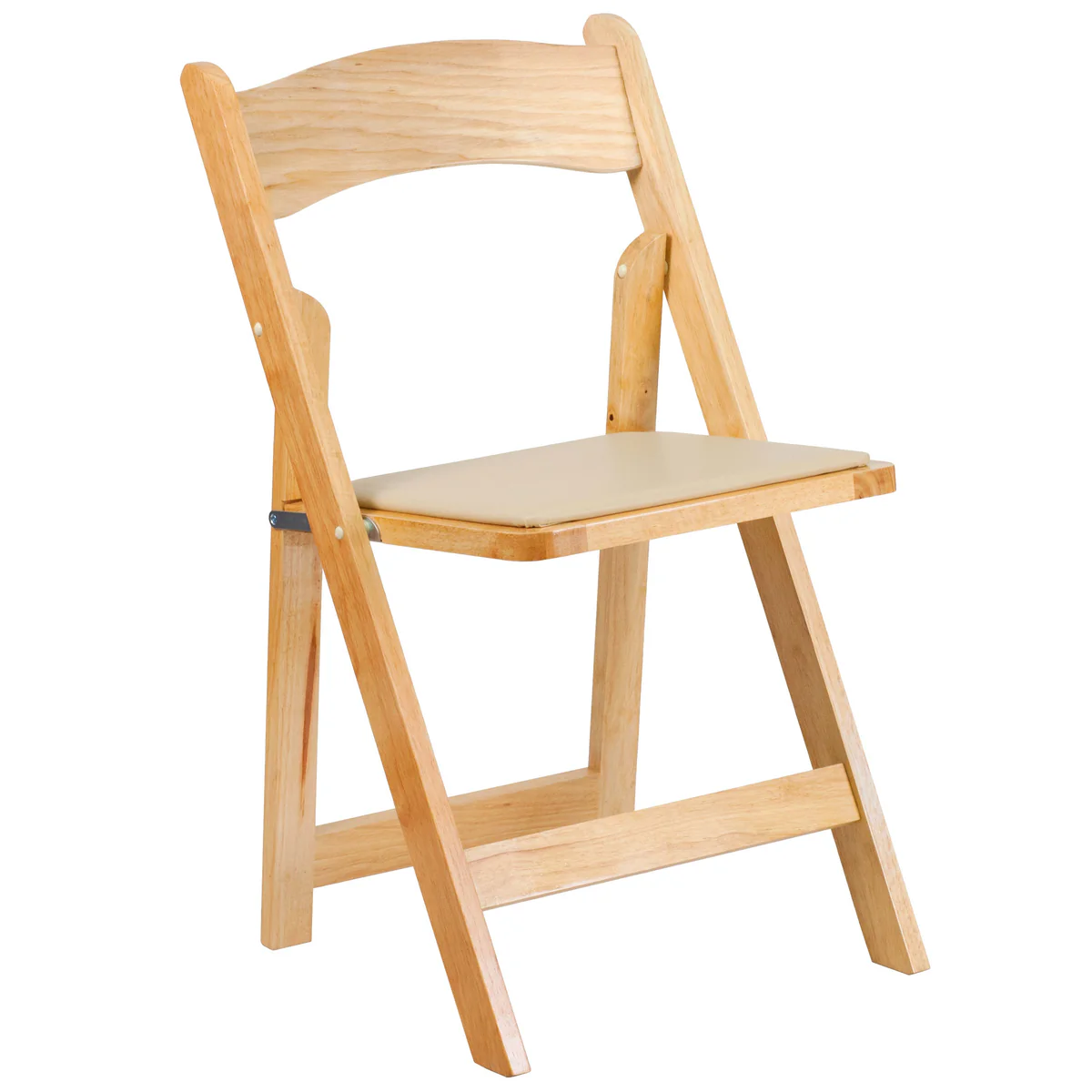 Natural Wood Ivory Padded Seat Folding Chair (Rented in sets of 25)  Seating &amp; Chairs rental for events in Atlanta