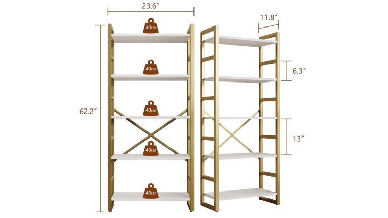 Shelf- Gold Metal with White Shelves Shelves rental for events in Atlanta