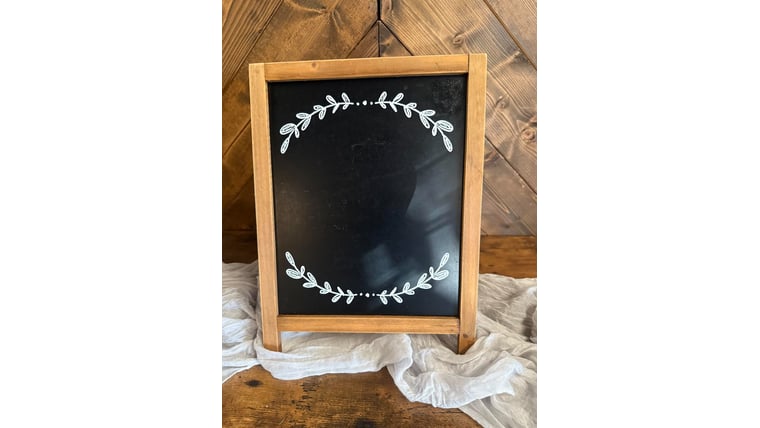 Sign- Blank Chalk board with White Floral Accent Signs &amp; Letters rental for events in Atlanta