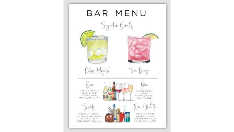 Sign- CUSTOM Signature Drink and Bar Menu Signs &amp; Letters rental for events in Atlanta