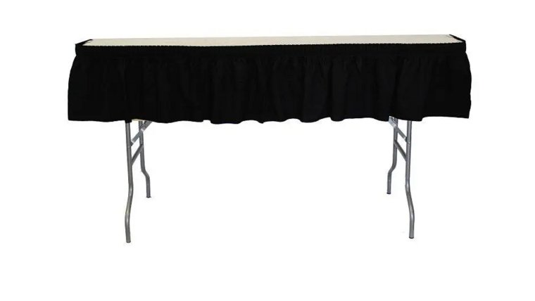 Bar Riser Linen 72" Rectangle Black Skirt rental for events in Atlanta