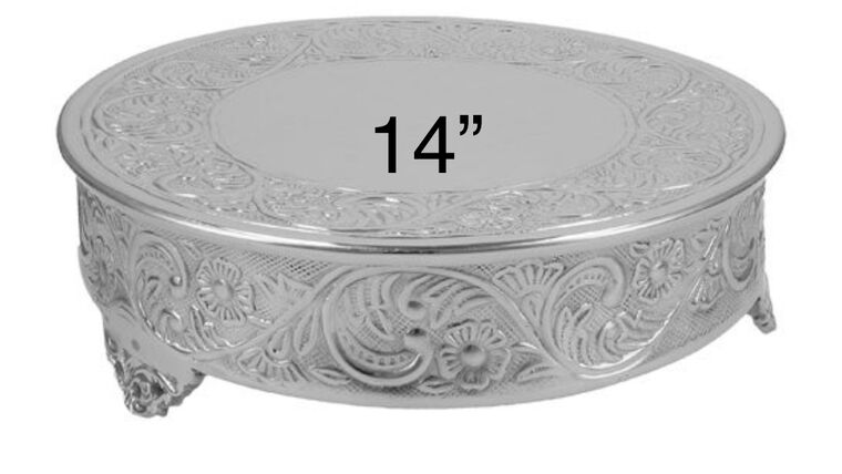Silver 14” cake stand Stands &amp; Displays rental for events in Atlanta