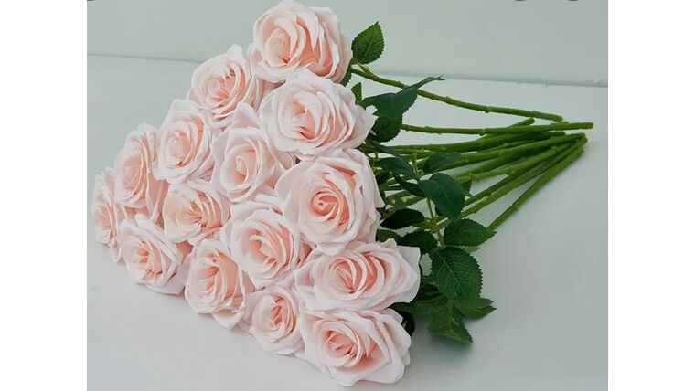 Florals- Artificial/Velvet touch Light Pink Rose Stem Stems rental for events in Atlanta