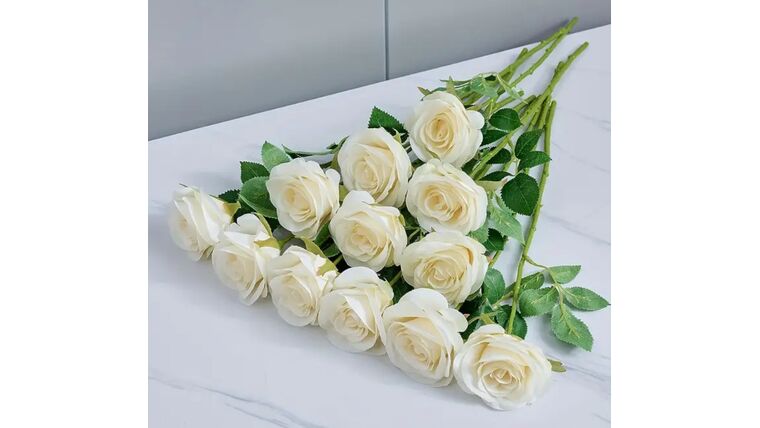 Florals- Artificial/Velvet touch White Rose Stem Stems rental for events in Atlanta