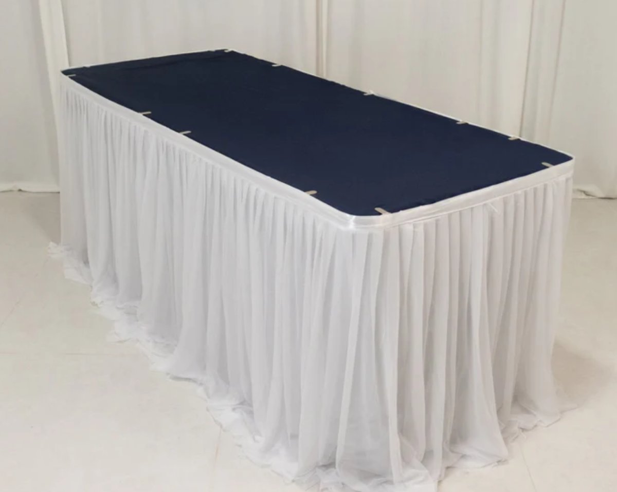 Table Skirt- 14FT White (Rectangle) Tablecloths rental for events in Atlanta