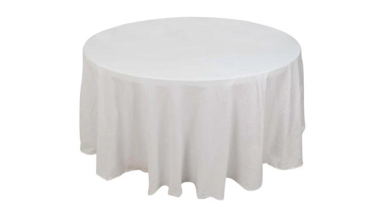 Tablecloth- 120" Round 100% Cotton White Tablecloths rental for events in Atlanta