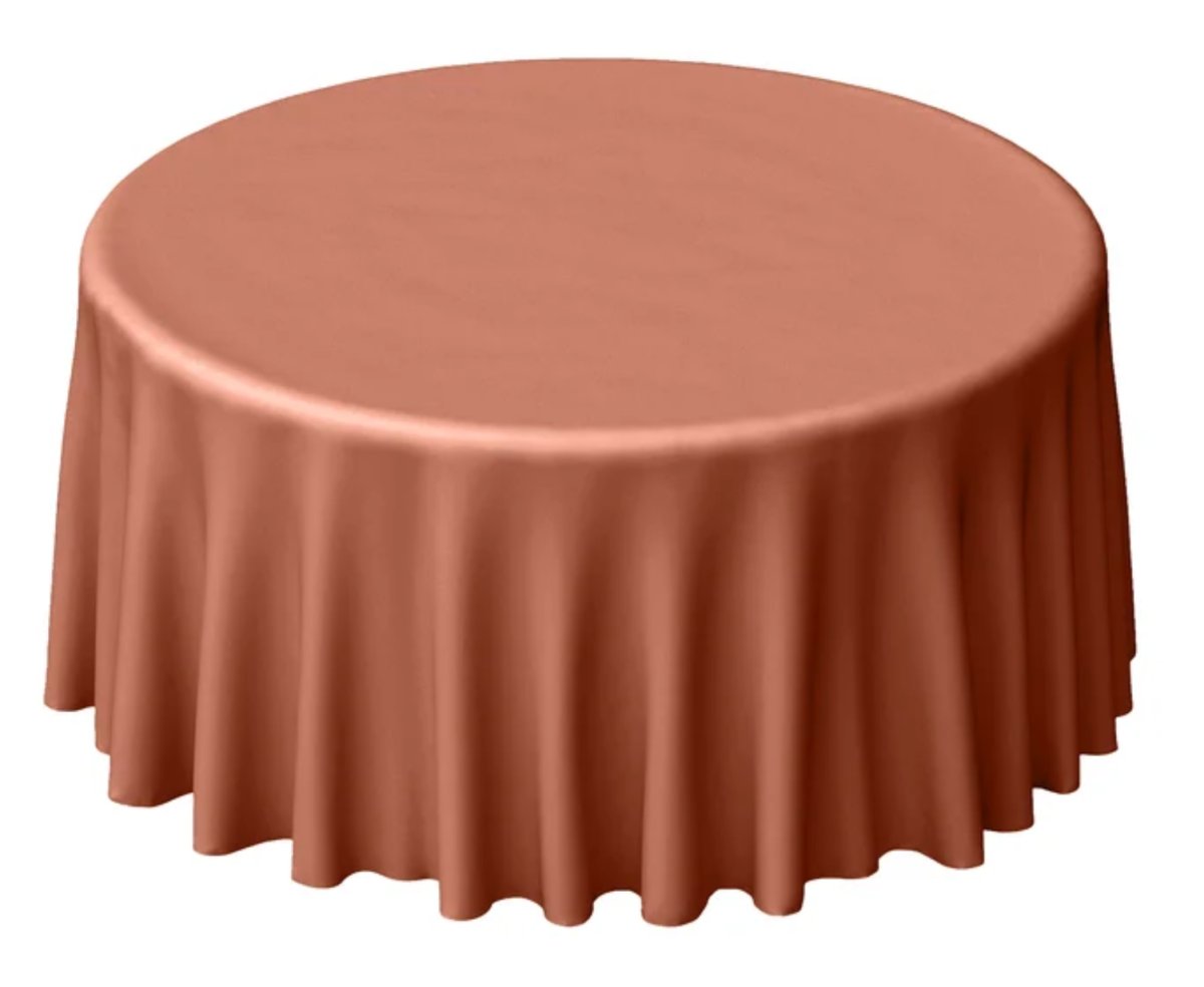 Tablecloth- 120" Round Polyester Terracotta Tablecloths rental for events in Atlanta