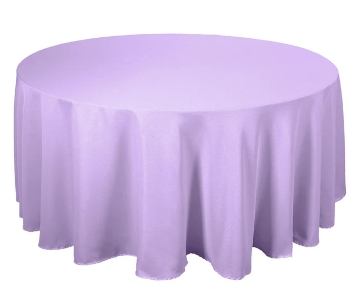 Tablecloth- 120" Round Polyester Lavender Lilac Tablecloths rental for events in Atlanta