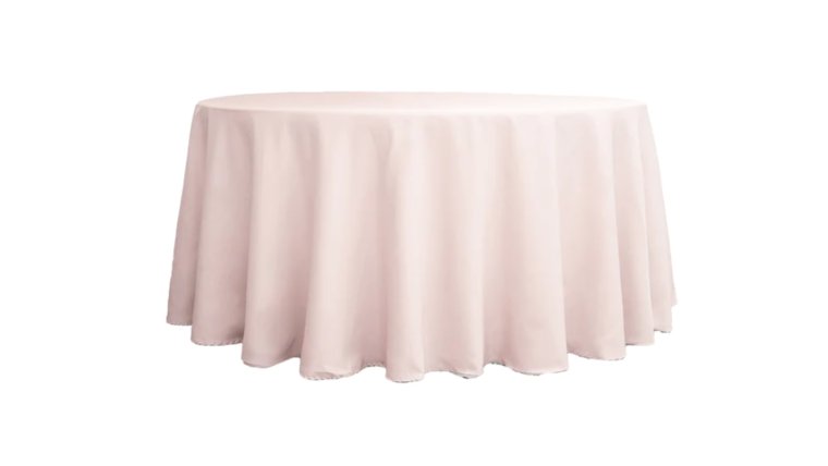 Tablecloth- 120" Round Polyester Blush Pink Tablecloths rental for events in Atlanta
