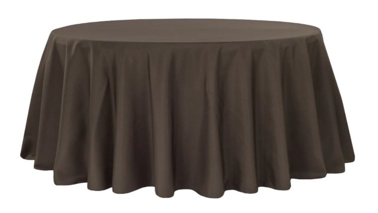 Tablecloth- 120" Round Polyester Brown Tablecloths rental for events in Atlanta