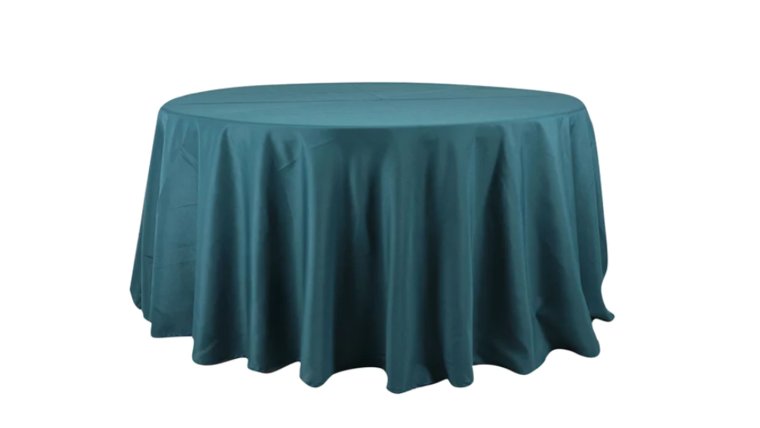 Tablecloth- 120" Round Polyester Teal Tablecloths rental for events in Atlanta