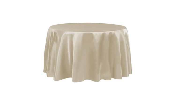Tablecloth- 120" Round Satin Champagne Tablecloths rental for events in Atlanta