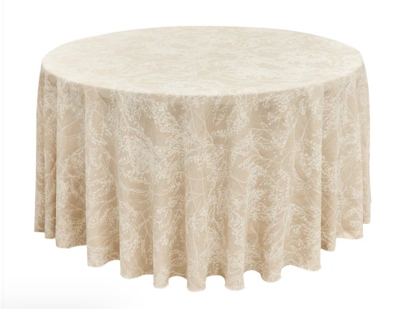 Tablecloth- 120" Round Beige Lace  Tablecloths rental for events in Atlanta