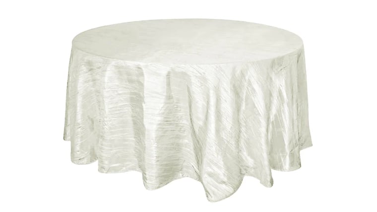Tablecloth- 120" Round Taffeta- Ivory Tablecloths rental for events in Atlanta