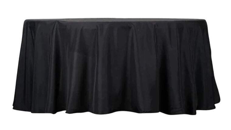 Tablecloth- 132" Round Polyester Black Tablecloths rental for events in Atlanta