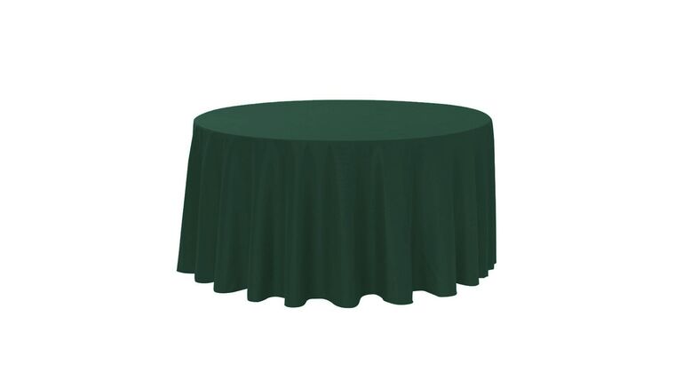 Tablecloth- 132" Round Polyester Dark Green (Hunter/Emerald Green) Tablecloths rental for events in Atlanta