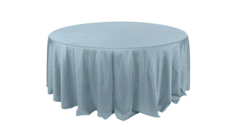 Tablecloth- 132" Round Polyester- Dusty Blue Tablecloths rental for events in Atlanta