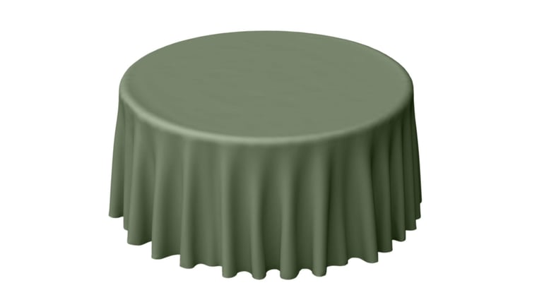 Tablecloth- 132" Round Polyester Olive Green Tablecloths rental for events in Atlanta