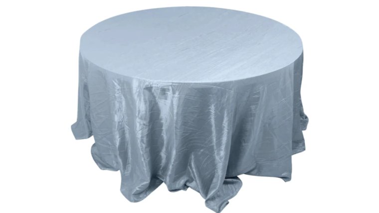 Tablecloth- 132" Round Taffeta- Dusty Blue Tablecloths rental for events in Atlanta