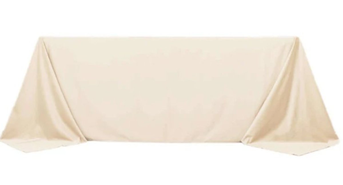 Tablecloth- 90" X 132" Rectangle Polyester Beige Tablecloths rental for events in Atlanta