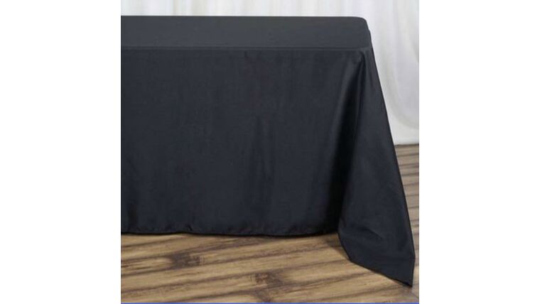 Tablecloth- 90" X 132" Rectangle Polyester Black Tablecloths rental for events in Atlanta