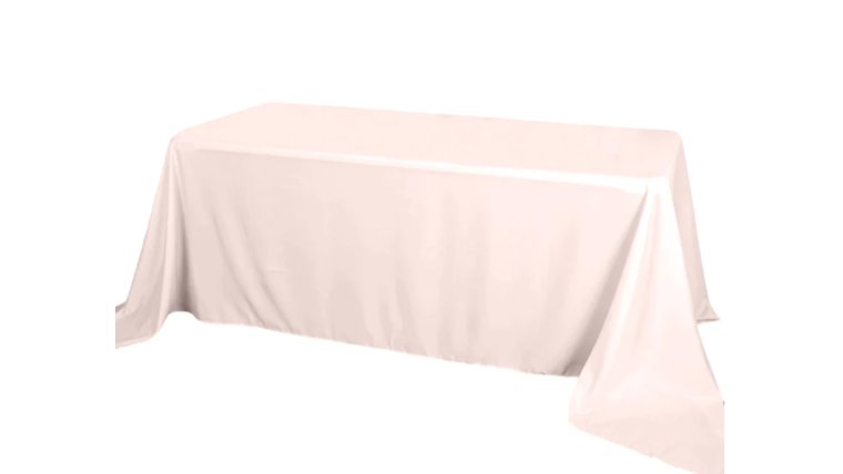 Tablecloth- 90" X 132" Rectangle Polyester Blush Pink Tablecloths rental for events in Atlanta
