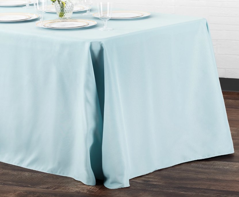 Tablecloth- 90" X 132" Rectangle Polyester Light Blue Tablecloths rental for events in Atlanta
