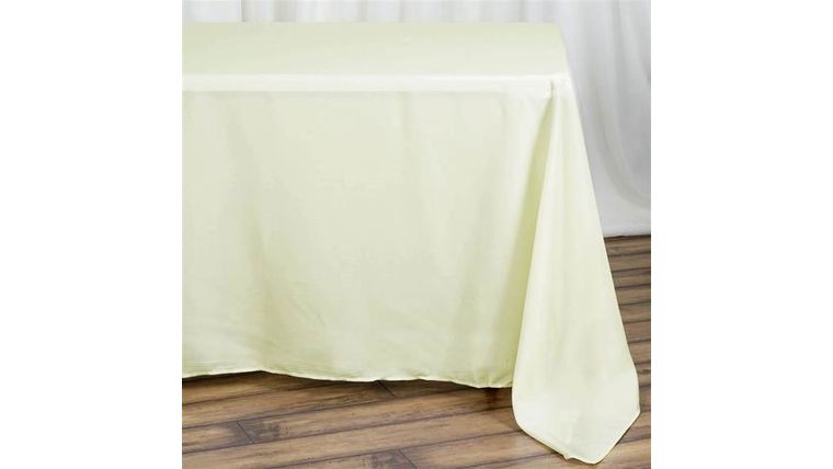 Tablecloth- 90" X 132" Rectangle Silk Ivory Tablecloths rental for events in Atlanta