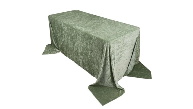Tablecloth- 90" X 156" Rectangle CrushVelvet Sage Green Tablecloths rental for events in Atlanta