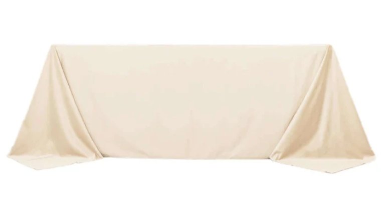 Tablecloth- 90" X 156" Rectangle Polyester Beige Tablecloths rental for events in Atlanta