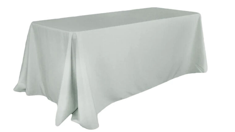 Tablecloth- 90" X 156" Rectangle Polyester Light Grey Tablecloths rental for events in Atlanta