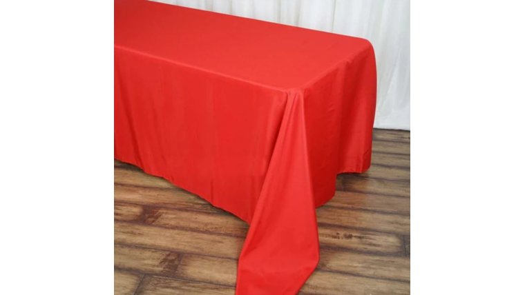 Tablecloth- 90" X 156" Rectangle Polyester Red Tablecloths rental for events in Atlanta