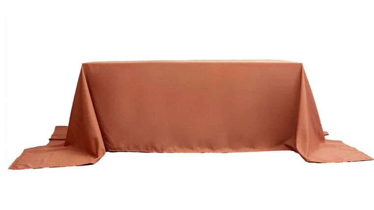Tablecloth- 90" X 156" Rectangle Polyester Terracotta Tablecloths rental for events in Atlanta