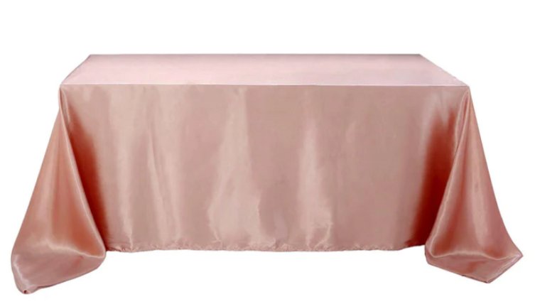 Tablecloth- 90" X 156" Rectangle Satin Dusty Rose Tablecloths rental for events in Atlanta