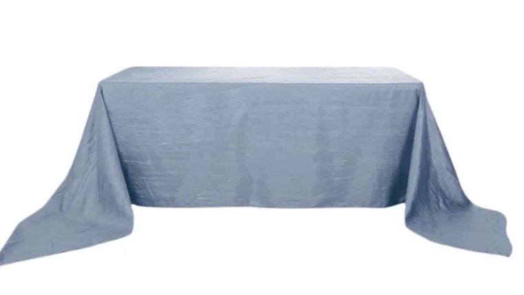 Tablecloth- 90" X 156" Rectangle Taffeta Dusty Blue Tablecloths rental for events in Atlanta