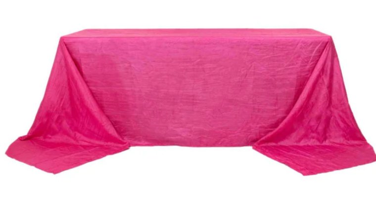 Tablecloth- 90" X 156" Rectangle Taffeta Fuchsia Tablecloths rental for events in Atlanta