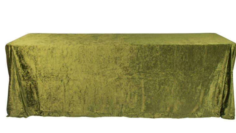 Tablecloth- 90" X 156" Rectangle Velvet Olive Green Tablecloths rental for events in Atlanta