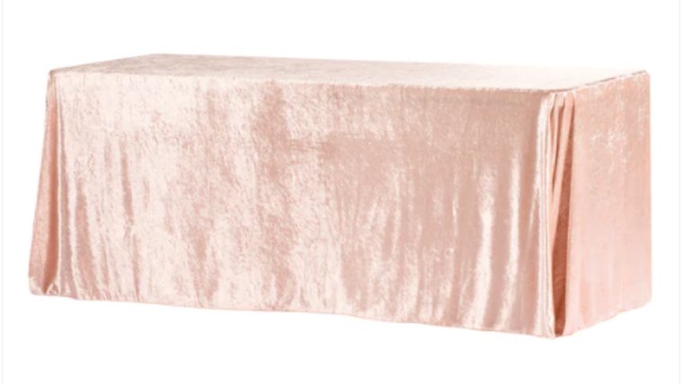 Tablecloth- 90" X 156" Rectangle Velvet Rose Gold Tablecloths rental for events in Atlanta