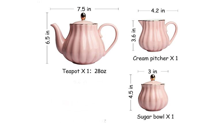 Pink Teapot, Sugar bowl, and Cream Pitcher Set Teaware / Coffeeware rental for events in Atlanta