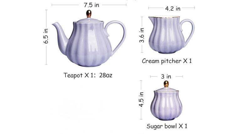 Tea Party Set- Purple Teapot, Sugar bowl, and Cream Pitcher Teaware / Coffeeware rental for events in Atlanta